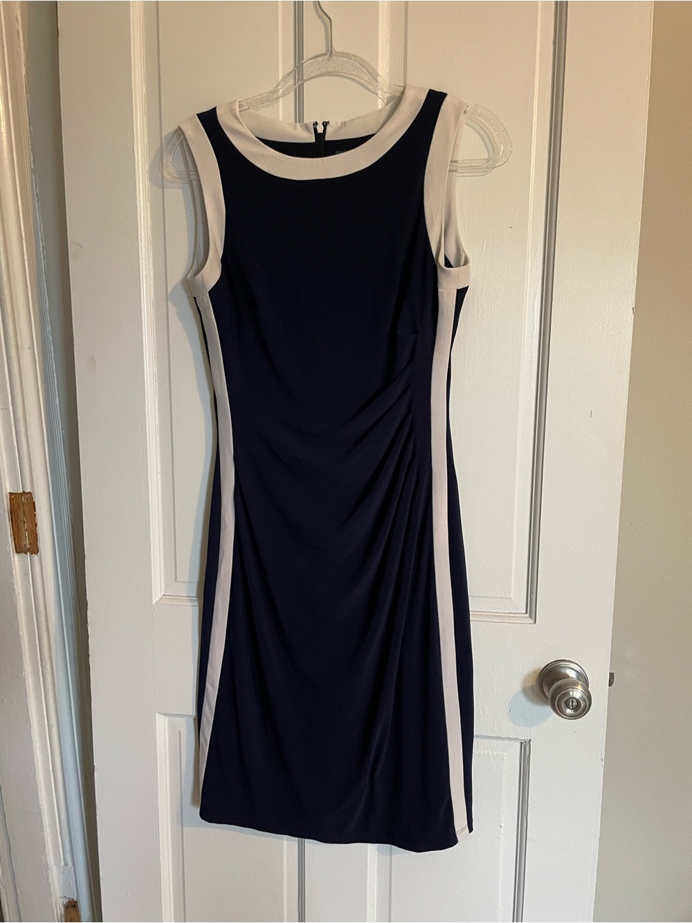 Ralph Lauren Navy Sheath Dress with White Trim